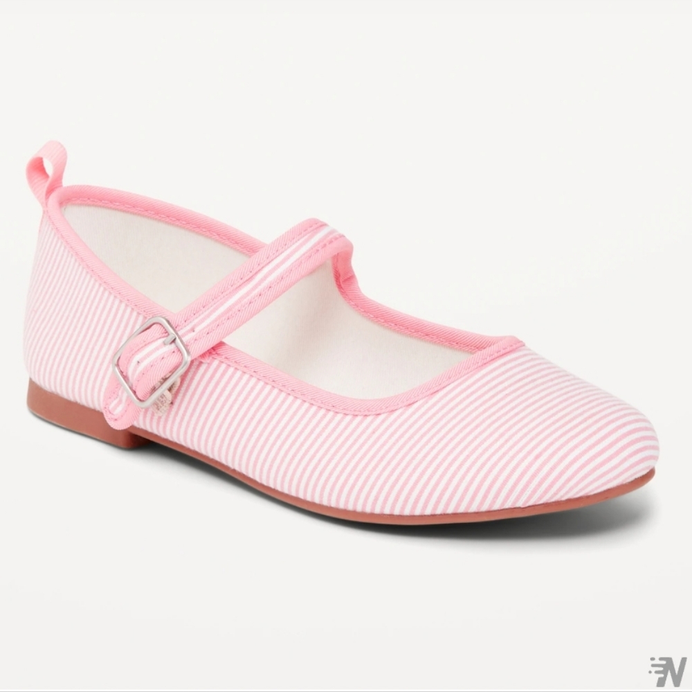 Striped Canvas Ballet Flat Shoes for Girls pink NWT